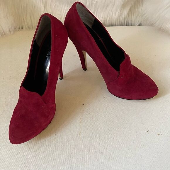 Nine West leather suede red wine hidden platform heels pointed toe size 10.5M - Picture 8 of 11